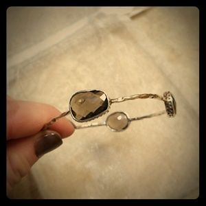 Sterling Silver Smokey Quartz Bangle Bracelet